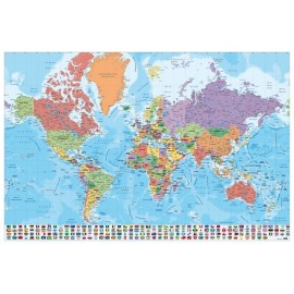POSTER MAPA MUNDO ES FISICO POLITICO