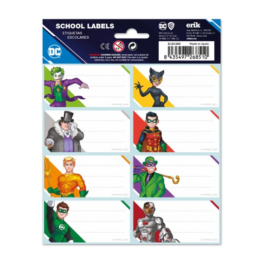 ETIQUETAS ADHESIVAS DC COMICS LA LIGA DE LA JUSTICIA
