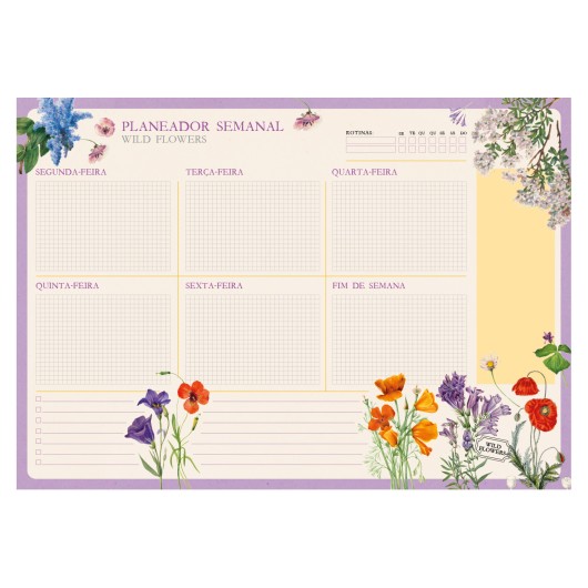 BLOC PLANIFICADOR SEMANAL A3 BOTANICAL WILD FLOWERS PORTUGUES KOKONOTE
