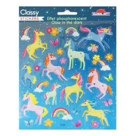 PEGATINAS CLASSY UNICORNIOS COLORES BRILLO EN LA OSCURIDAD 2