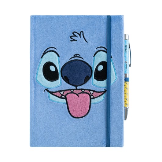 CUADERNO TAPA FELPA A5 PREMIUM CON BOLIGRAFO PROYECTOR DISNEY STITCH TROPICAL