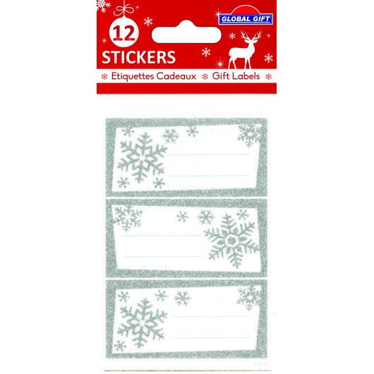 SILVER FLAKES CHRISTMAS LABELS