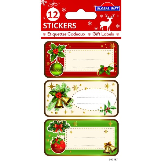 RED AND GREEN DECORATION CHRISTMAS LABELS