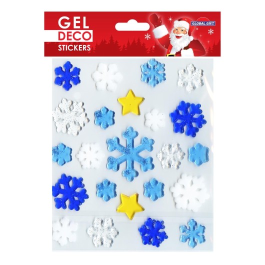 CHRISTMAS DECORATIVE GEL STICKERS SNOWFLAKES
