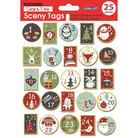 STICKERS SCENY TAG CHRISTMAS NUMBERS