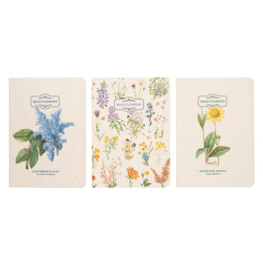 WILD FLOWERS PACK OF 3 A6 NOTEBOOKS