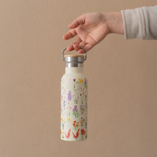 WILD FLOWERS METAL BOTTLE WITH HANDLE