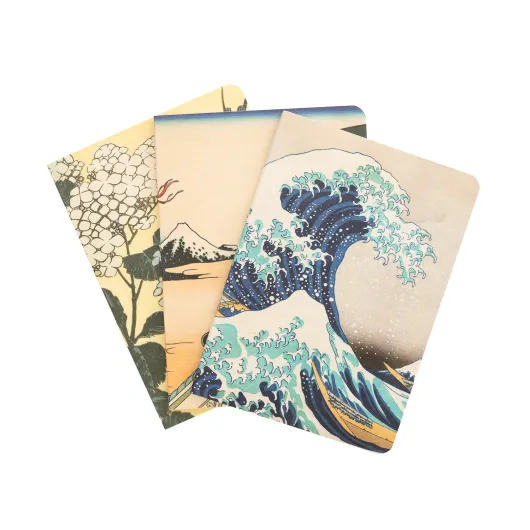 THE GREAT WAVE OF KANAGAWA HOKUSAI PACK OF 3 A6 NOTEBOOKS