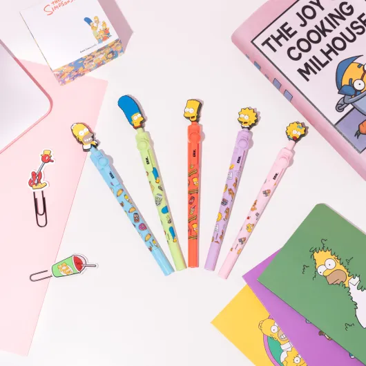 SET OF 25 THE SIMPSONS ROTATING TOPPER PENS
