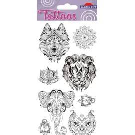 TEMPORARY ANIMAL MANDALA TATTOOS