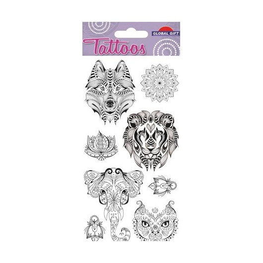 TEMPORARY ANIMAL MANDALA TATTOOS