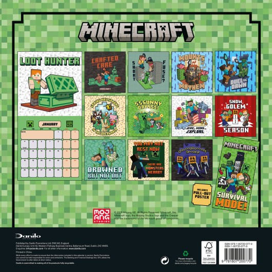 MINECRAFT 2027 30X30 CALENDAR (PLASTIC FREE) 