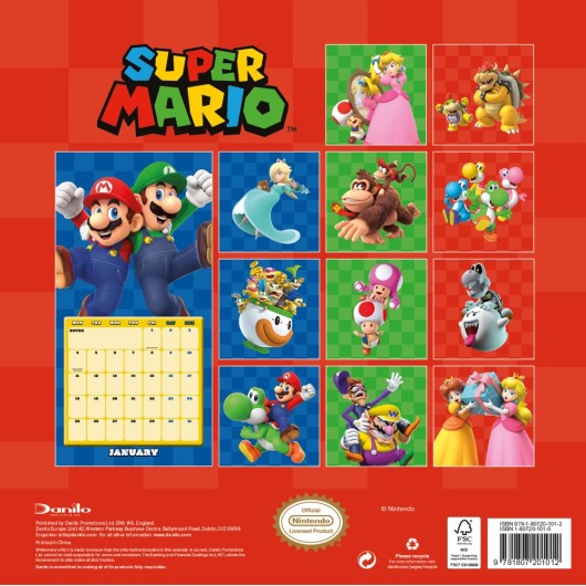 SUPER MARIO 2027 30X30 CALENDAR (PLASTIC FREE) 