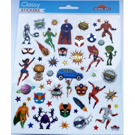 SUPERHEROES GLITTER CLASSY STICKERS