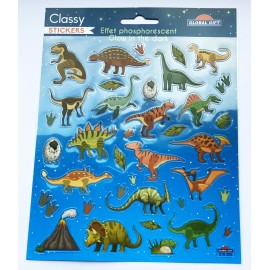 DINOSAURS GLOW IN THE DARK CLASSY STICKERS