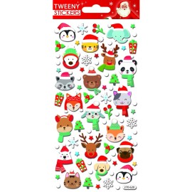 TWEENY FOAMY CHRISTMAS STICKERS ANIMALS FACE