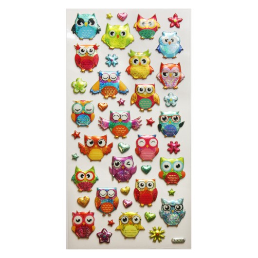 STICKERS TWEENY FOAMY GLITTER OWLS