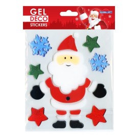 CHRISTMAS DECORATING GEL STICKERS SANTA CLAUS STARS