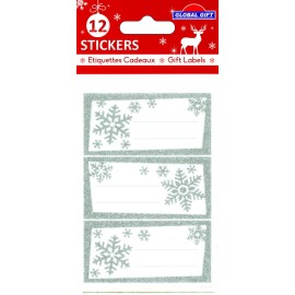 SILVER FLAKES CHRISTMAS LABELS