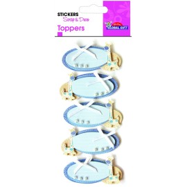 BLUE GIRAFFE LABEL TOPPER SCRAP & DECO STICKERS