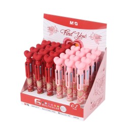 DISPLAY PENS 6 COLOURS IN 1 SAINT VALENTINE HEART 2
