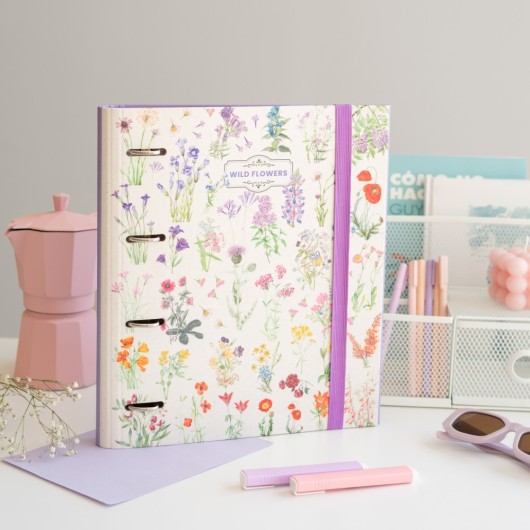 WILD FLOWERS 4 RING BINDER
