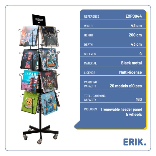 4-SIDED ROTATING CALENDAR DISPLAY C-16 BLACK (NO MERCHANDISE) 