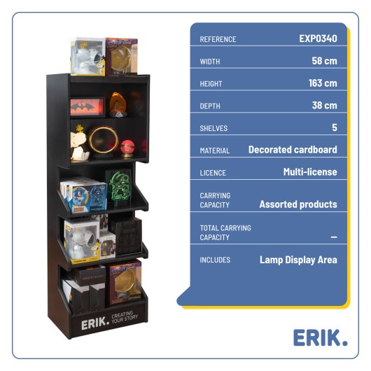 ERIK 5 SHELVES BLACK LAMP DISPLAY NO MERCHANDISE