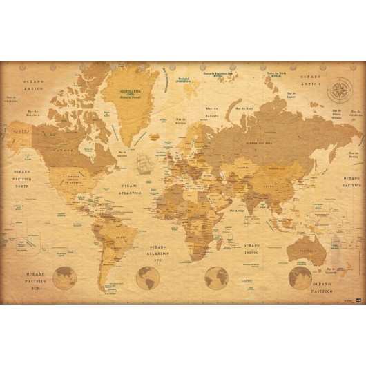 POSTER MAPA MUNDO ES VINTAGE