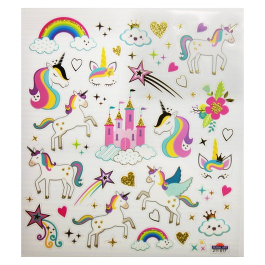 PEGATINAS CLASSY CASTILLO Y UNICORNIOS GLITTER