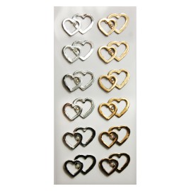 PEGATINAS TOPPER SCRAP & DECO CORAZONES ORO Y PLATA RELIEVE 2