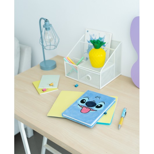 CUADERNO TAPA FELPA A5 PREMIUM CON BOLIGRAFO PROYECTOR DISNEY STITCH TROPICAL