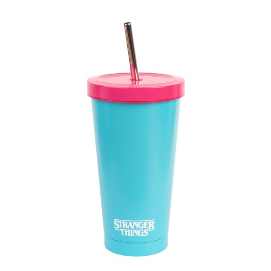 VASO DE ACERO CON PAJITA STRANGER THINGS - RINK-O-MANIA