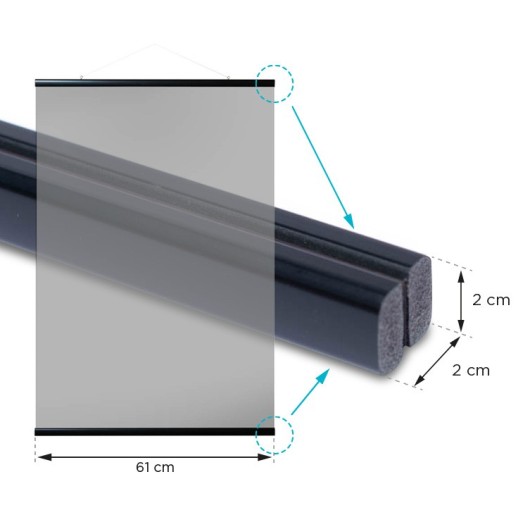 COLGADOR DE POSTERS MAGNETICO VERTICAL NEGRO