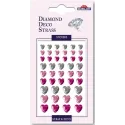 PEGATINAS DIAMOND DECO STRASS CORAZONES ROSAS Y PLATEADOS