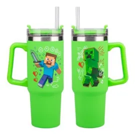 VASO CON PAJITA MINECRAT VERDE