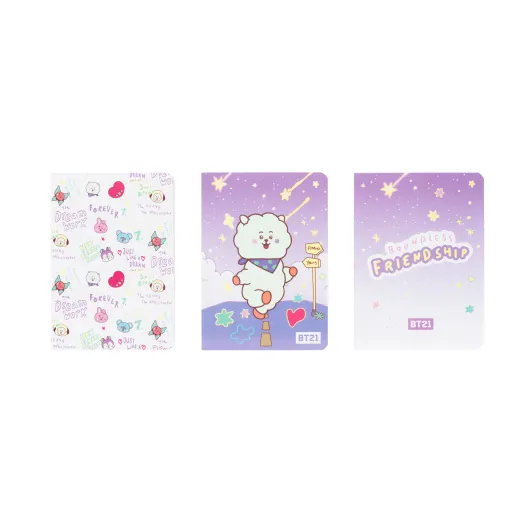 PACK 3 CUADERNOS A6 BT21 THE JOURNEY RJ