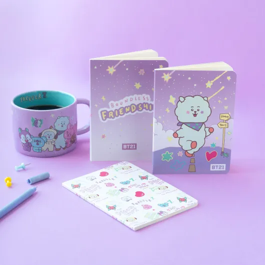 PACK 3 CUADERNOS A6 BT21 THE JOURNEY RJ