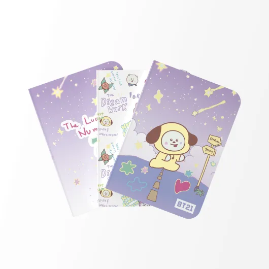 PACK 3 CUADERNOS A6 BT21 THE JOURNEY CHIMMY