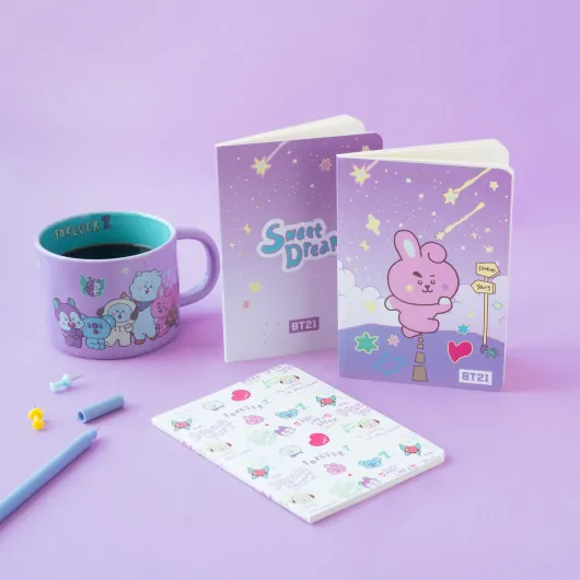 PACK 3 CUADERNOS A6 BT21 THE JOURNEY COOKY
