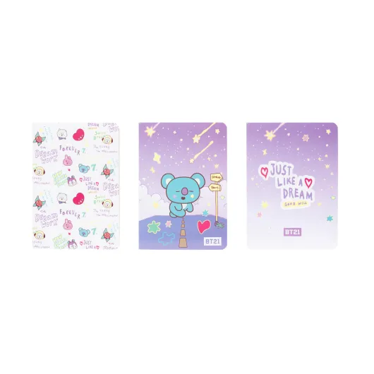PACK 3 CUADERNOS A6 BT21 THE JOURNEY KOYA