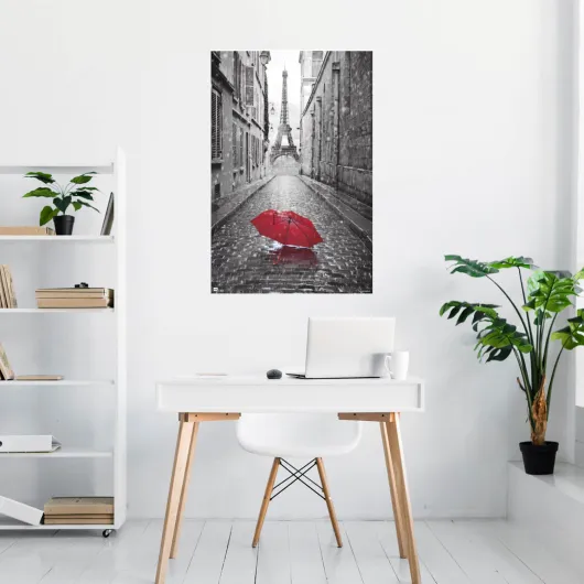 POSTER PARIS PARAGUAS ROJO
