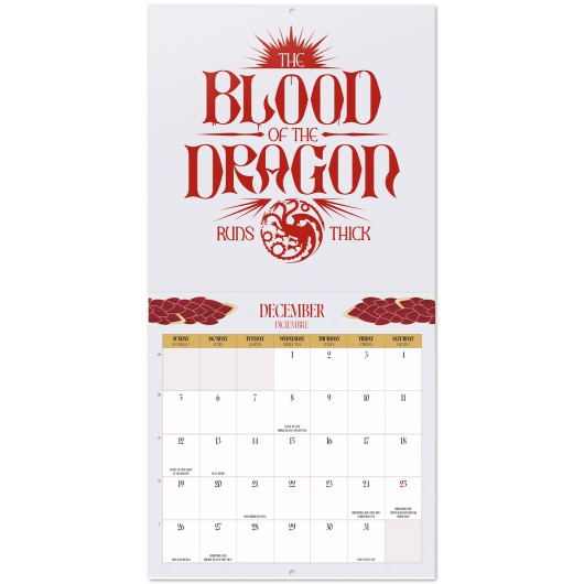 CALENDAR 2027 30X30 GAME OF THRONES HOUSE OF THE DRAGON SEASON 3 US