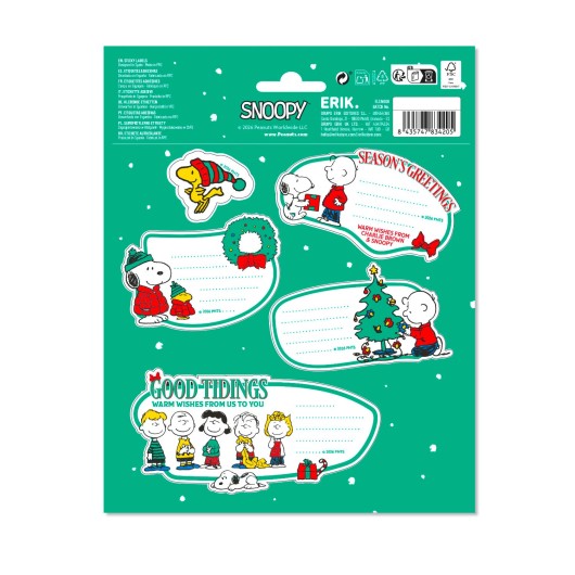 ETIQUETAS ADHESIVAS NAVIDAD PREMIUM SNOOPY