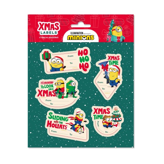 ETIQUETAS ADHESIVAS NAVIDAD PREMIUM MINIONS