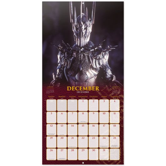 CALENDAR 2027 30X30 THE LORD OF THE RINGS US