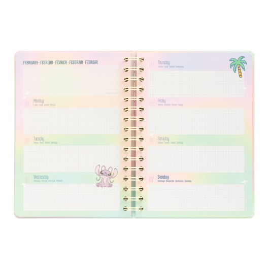 AGENDA ESCOLAR 2026/2027 SEMANA VISTA A5 12 MESES DISNEY STITCH Y ANGEL