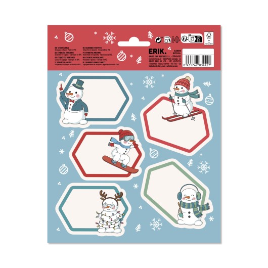 ETIQUETAS ADHESIVAS NAVIDAD PREMIUM SNOWMAN