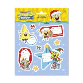 ETIQUETAS ADHESIVAS NAVIDAD PREMIUM BOB ESPONJA