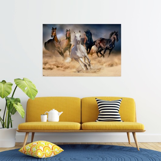 POSTER FIVE HORSES
